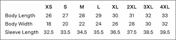 Sweatshirt Sizing